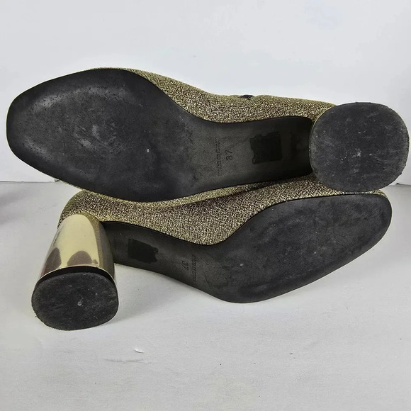 Free People Women's Spectrum Sparkle Sock Boot in Gold Block Heel Size 37/ 6.5 - Picture 13 of 13